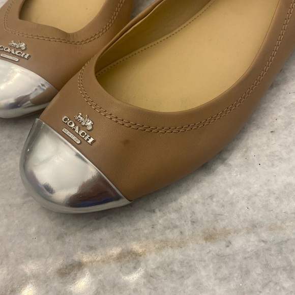 Coach Chelsea Tan Silver Cap Toe Leather Flat - Picture 3 of 7